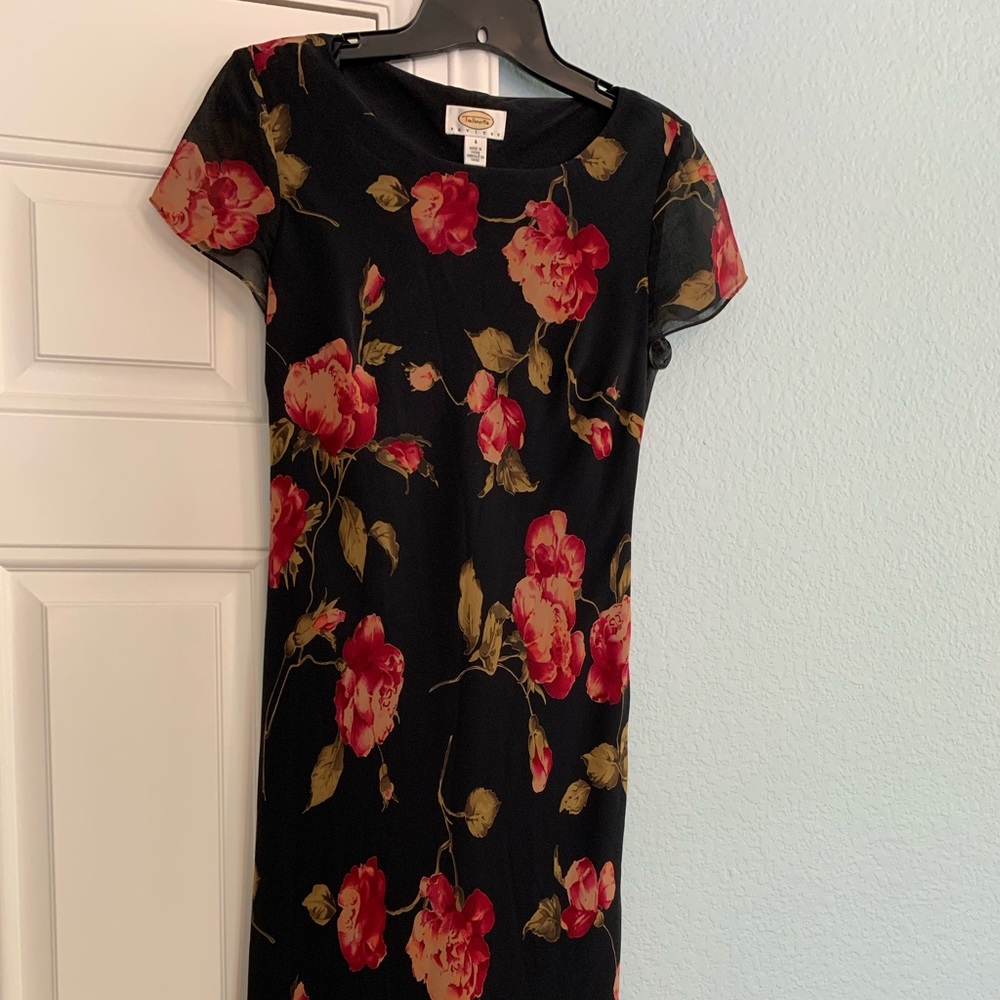 Talbots Petites Sheer Layered Floral Dress Sz 4